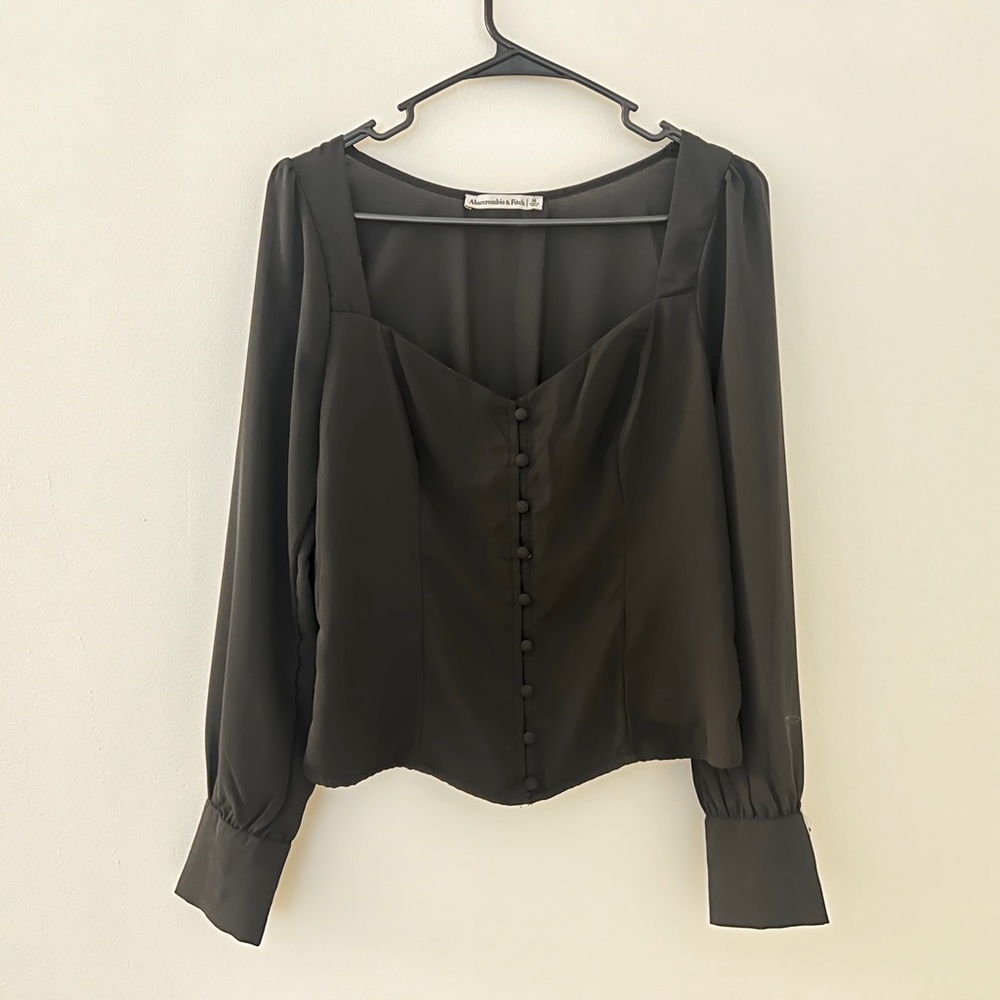 Abercrombie & Fitch Black Button-Down Blouse